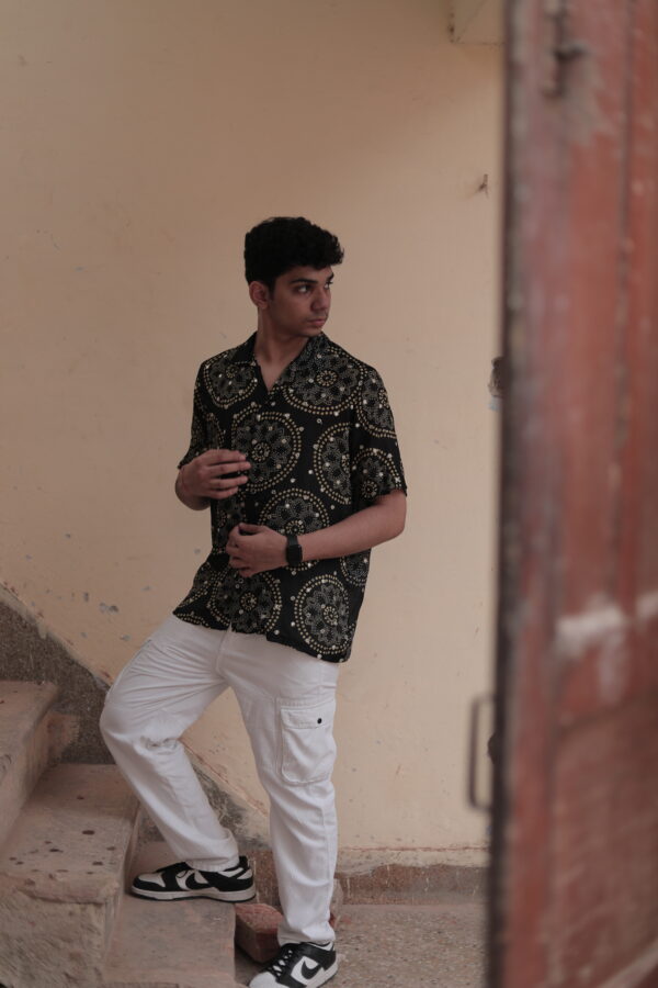 Bandhani Oversized Mirror Work Shirt 'The Chaandani'