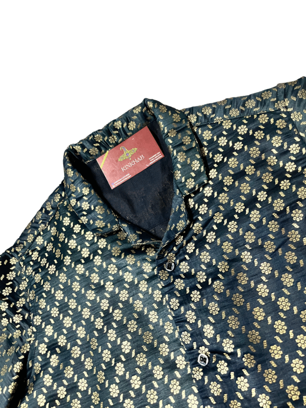 Banarasi Silk Black Unisex Oversized Shirt ‘Moh’