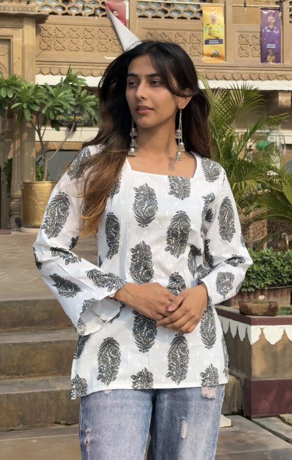 Women’s Flared Sleeves White Top “Andaaz”