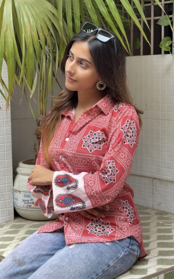 Oversized Ajrakh Shirt for Women “Saanjh”